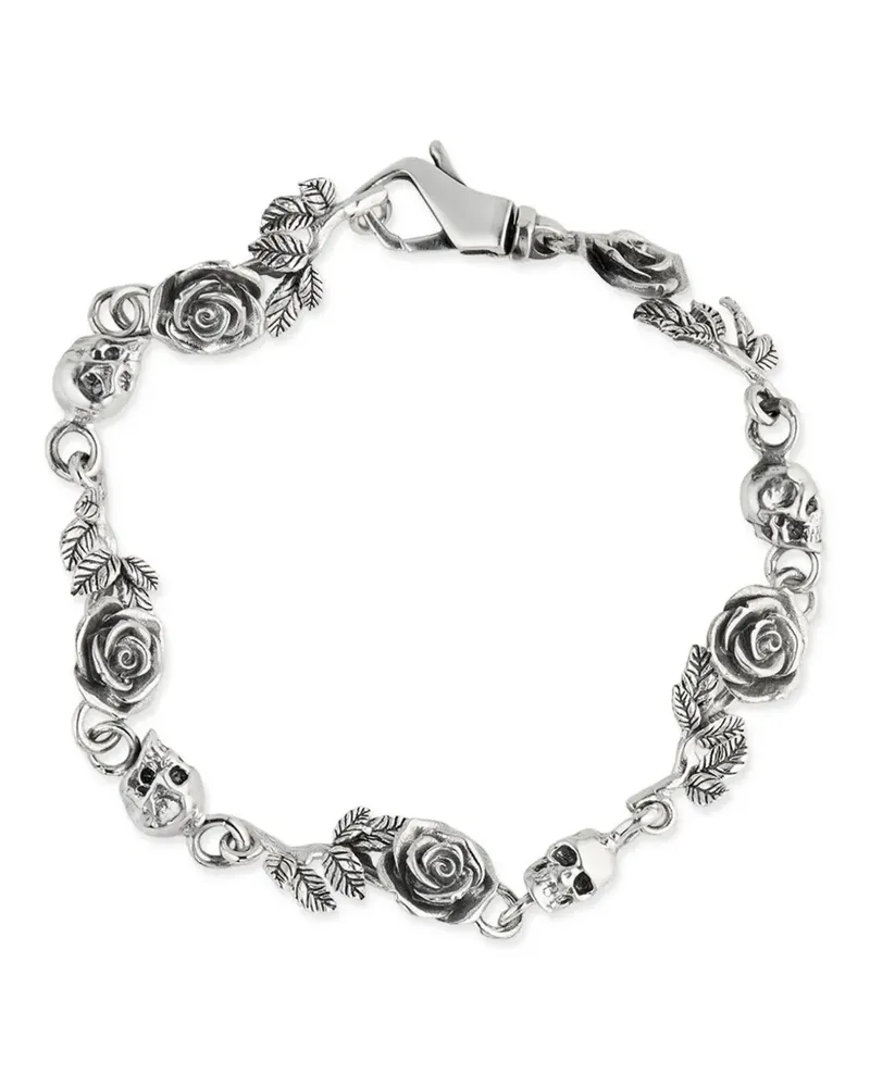 Emanuele Bicocchi Rose & Skull Armband - Silber Silber