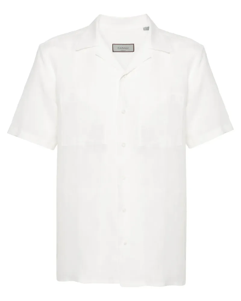 Canali Hemd aus Leinen-Chambray - Weiß Weiß