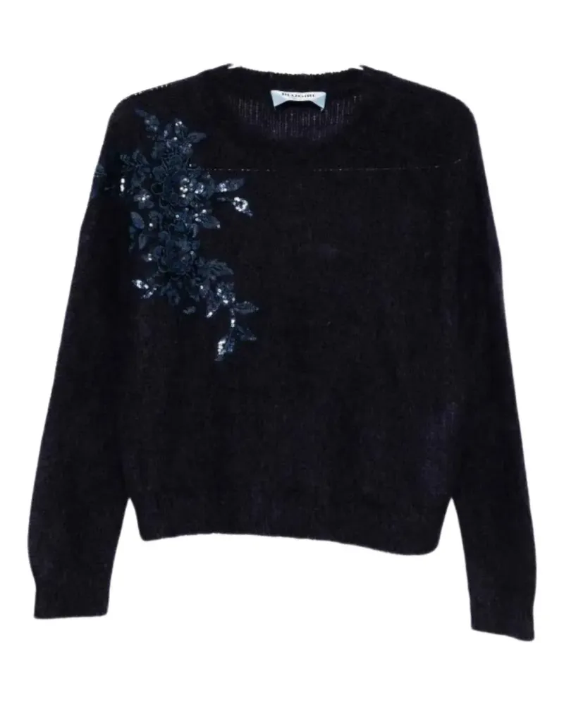 Blumarine sequin floral sweater - Blau Blau