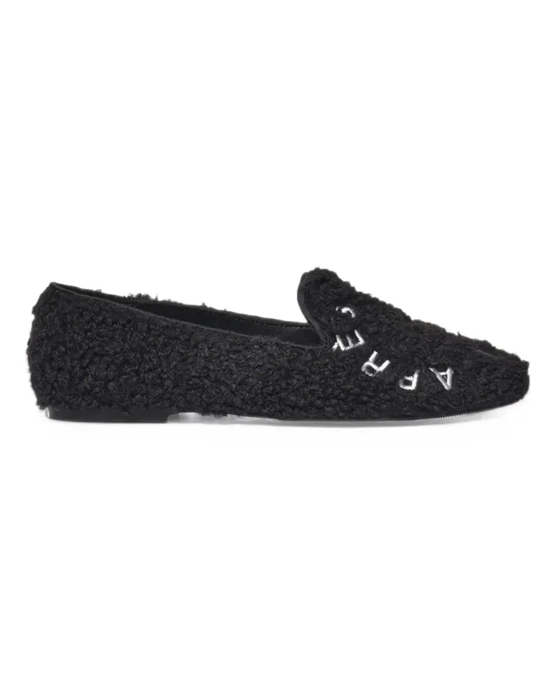 V°73 Bouclé-Loafer mit Logo - Schwarz Schwarz