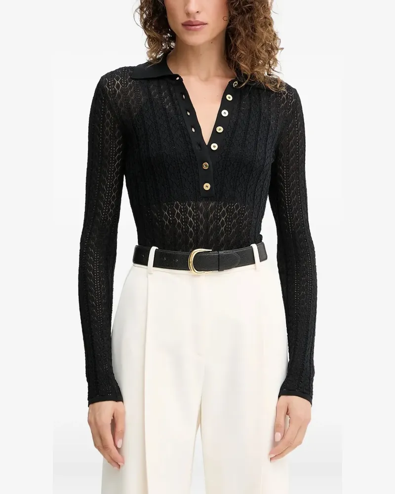 Elisabetta Franchi Gestricktes Poloshirt mit Muster - Schwarz Schwarz