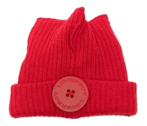 Beanie mit Knopfdetail - Rot