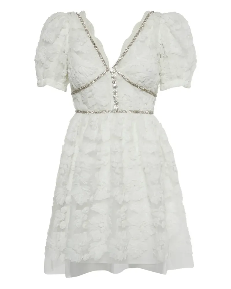 Self-Portrait lace crystal-embellished mini dress - Weiß Weiß