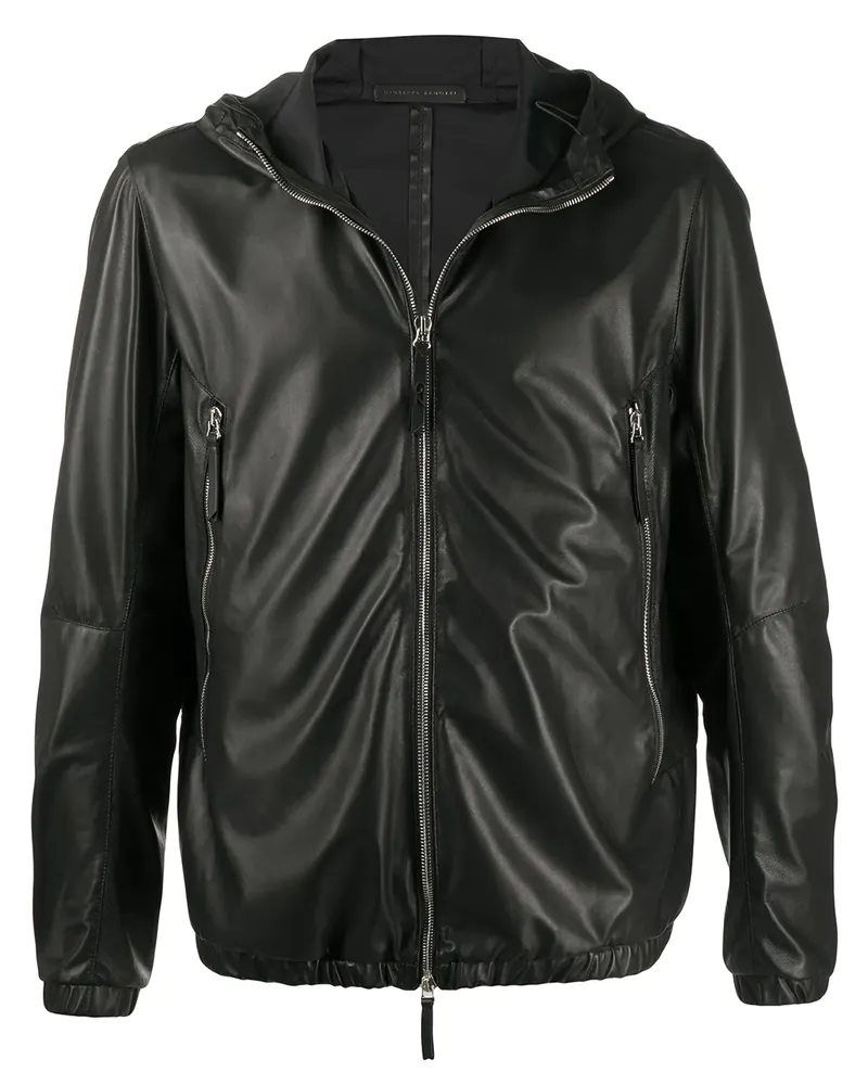 Giuseppe Zanotti Lederjacke mit Kapuze - Schwarz Schwarz