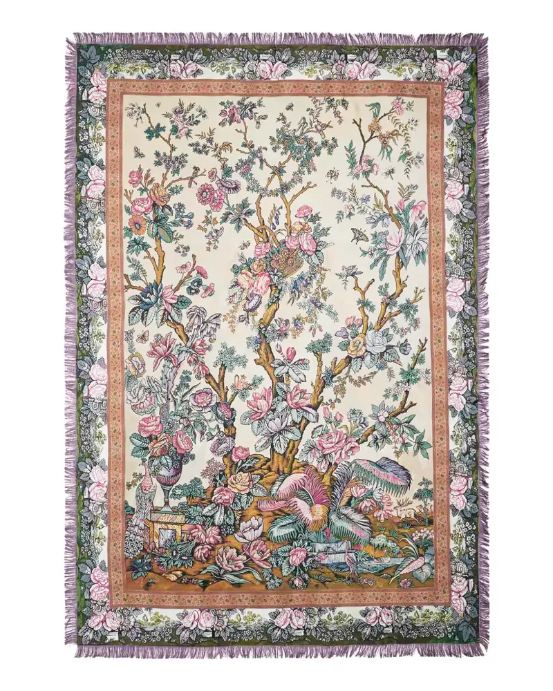 Pierre-Louis Mascia floral-print fringed scarf - Nude Nude