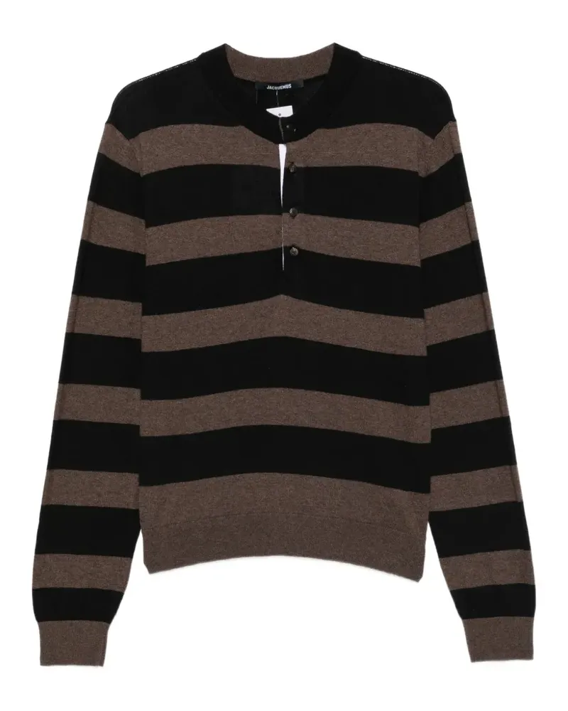 Jacquemus The Ettore horizontal-stripe henley sweater - Schwarz Schwarz