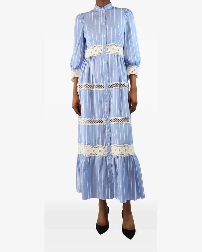 Sandro lace-trim striped maxi dress - Blau Blau