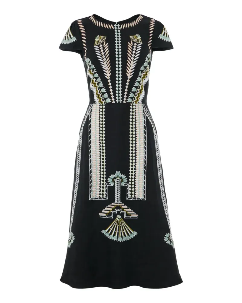 Temperley London Avalon embroidered linen dress - Schwarz Schwarz