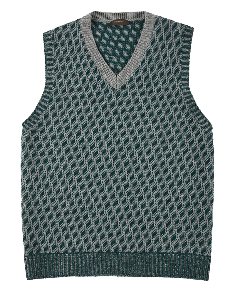 Zanone Wollweste mit Jacquardmuster - Grün Grün