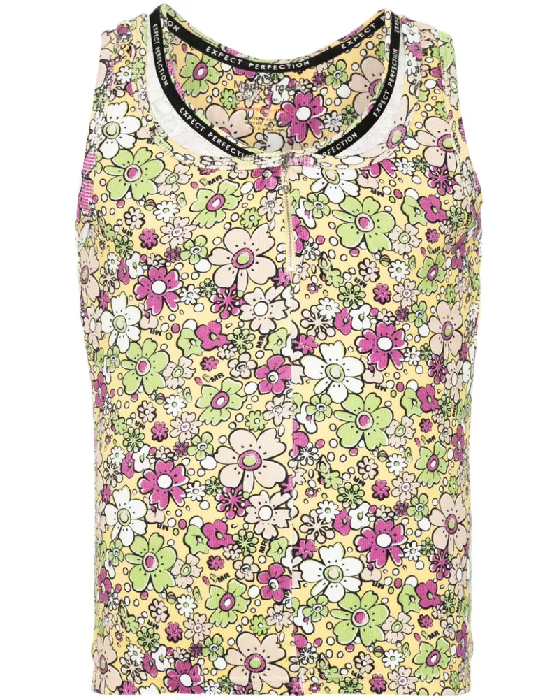 Martine Rose Tanktop im Layering-Look mit Blumen-Print - Gelb Gelb