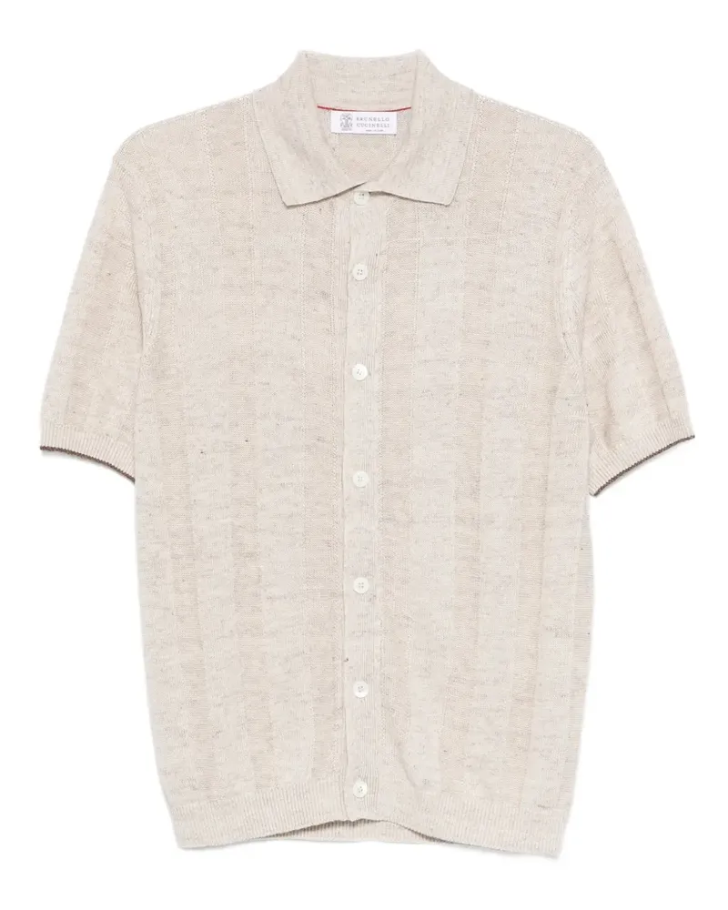 Brunello Cucinelli button-up ribbed-knit shirt - Nude Nude