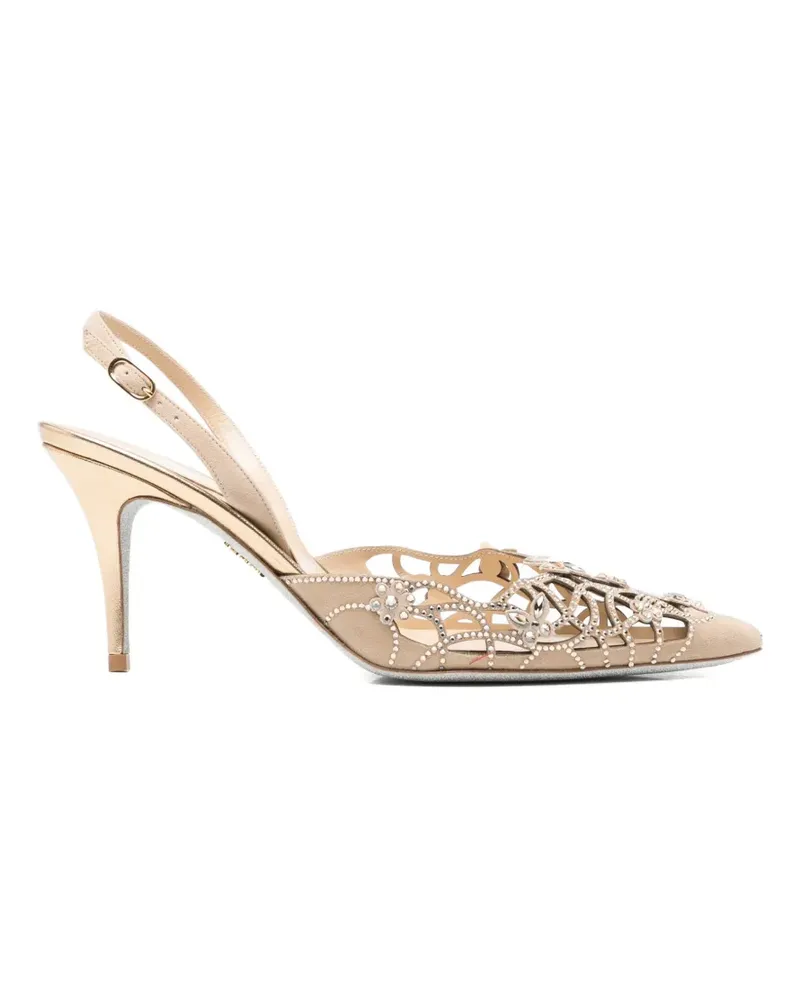 René Caovilla Eden crystal-embellished laser-cut pumps - Nude Nude