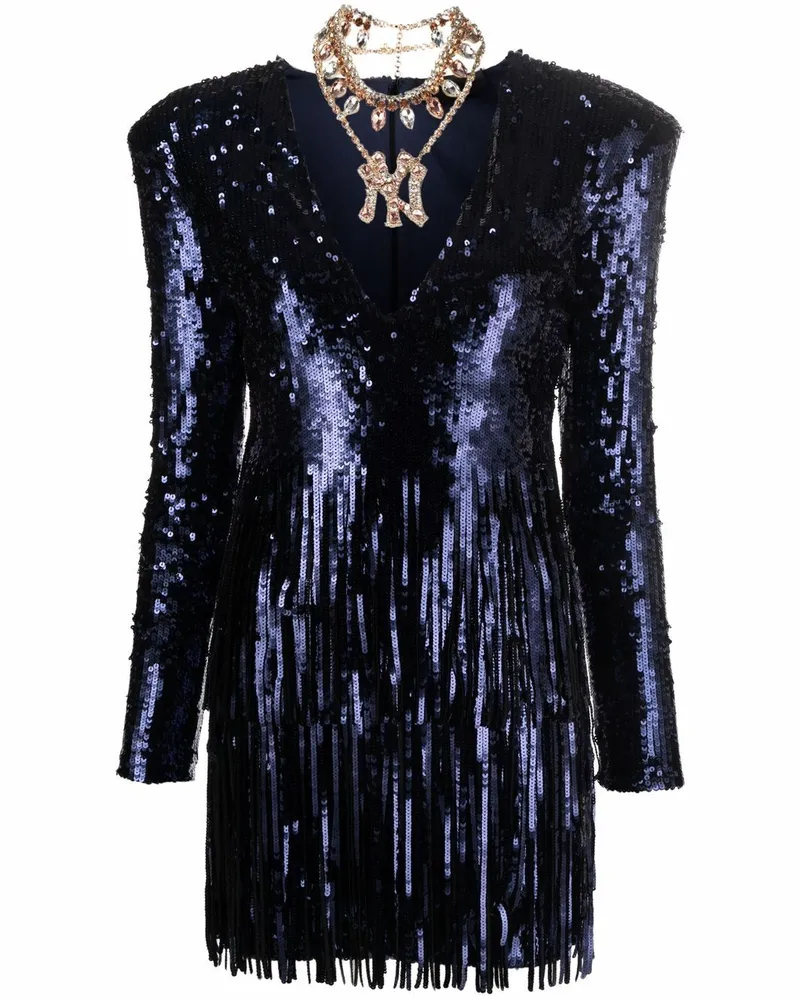 Philipp Plein Pailletten-Minikleid mit V-Ausschnitt - Blau Blau