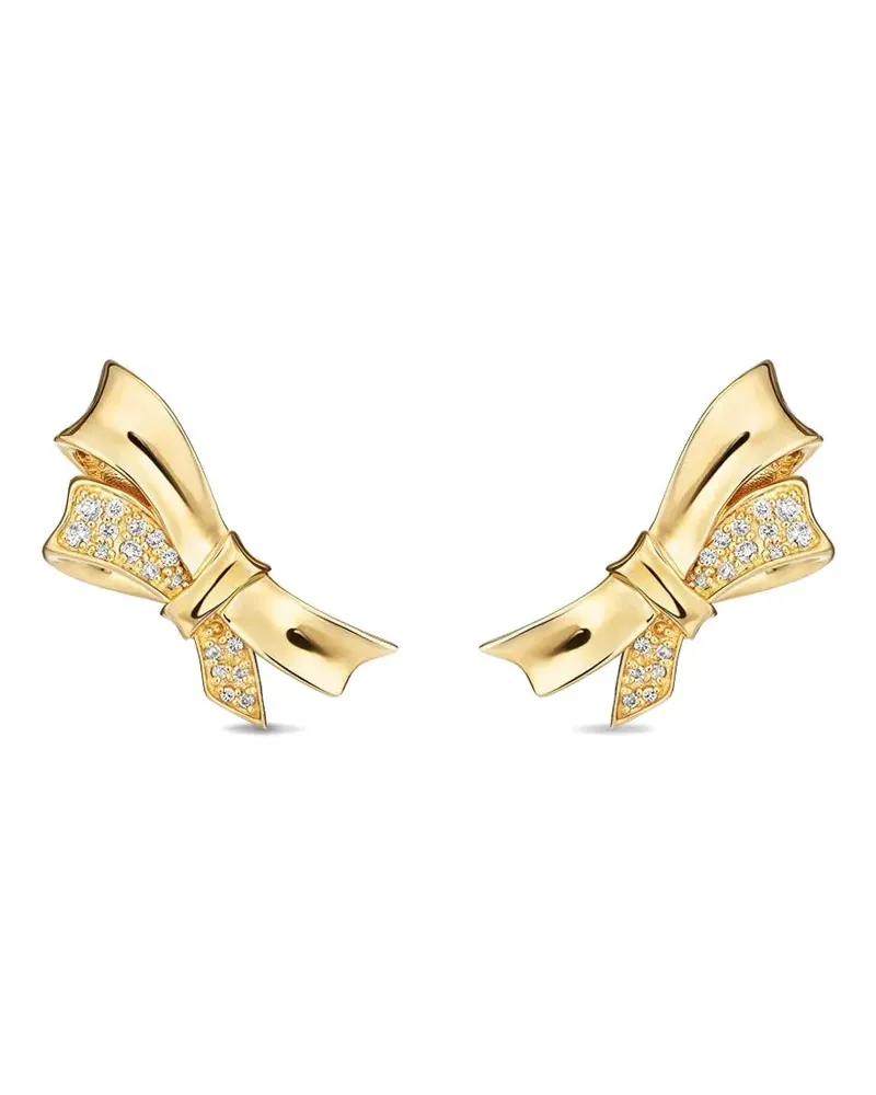 Mason and Books diamond bow earrings - Gold Gold