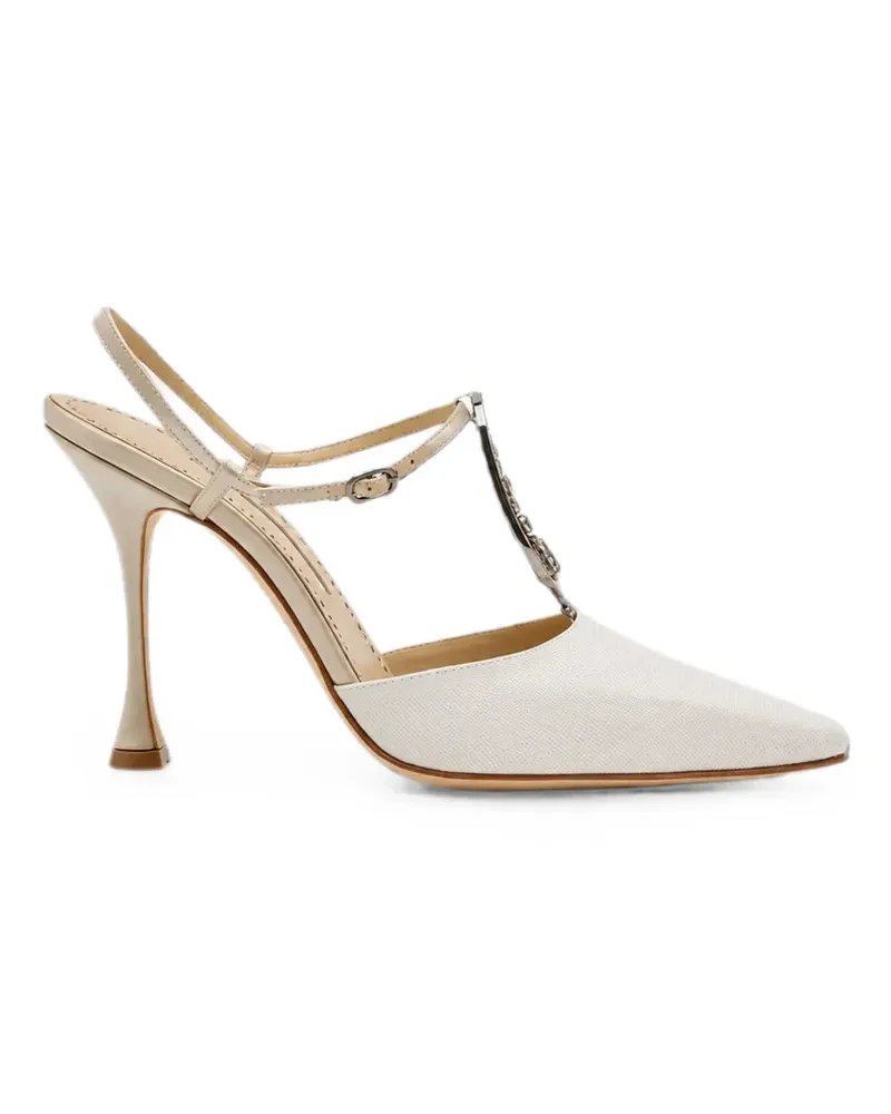 Manolo Blahnik Truta Pumps mit Kristallen - Nude Nude