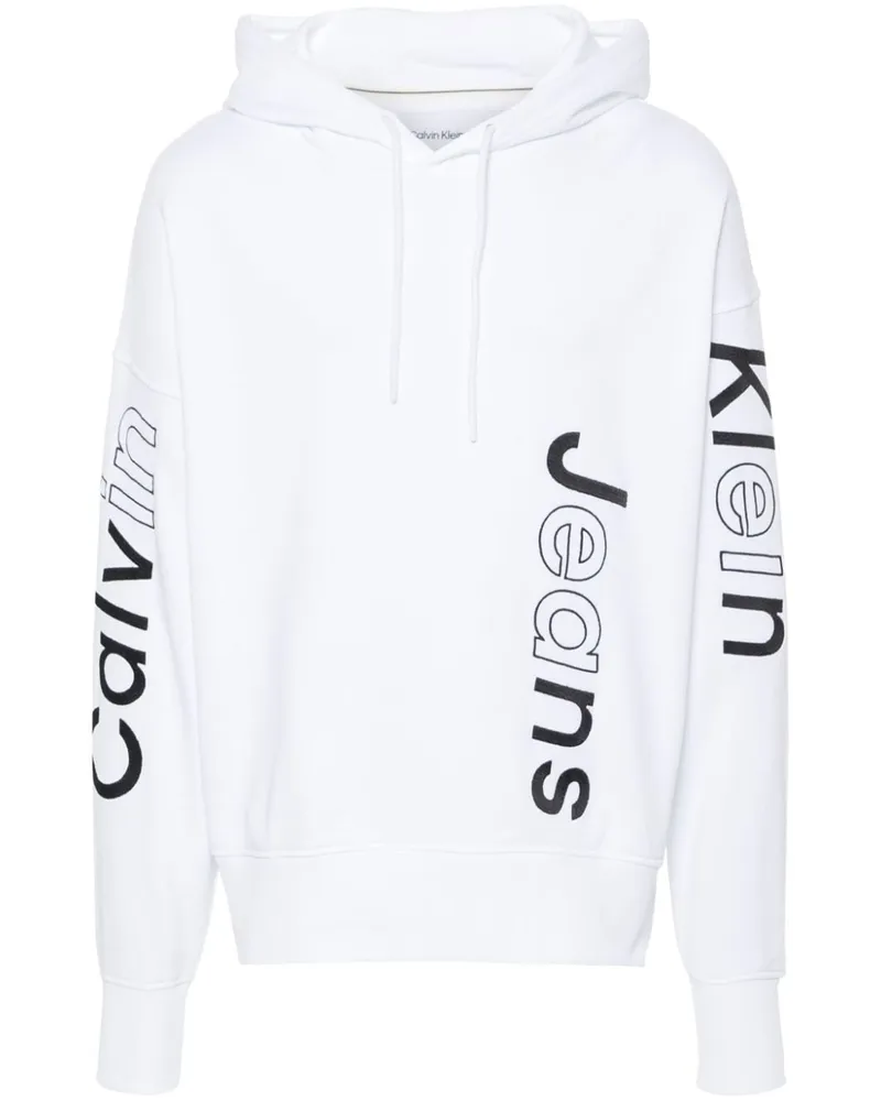 Calvin Klein Hoodie mit Logo-Stickerei - Weiß Weiß