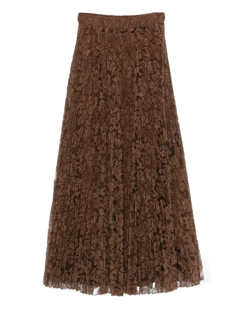 Ermanno Scervino Midi-Faltenrock mit Spitze - Braun Braun