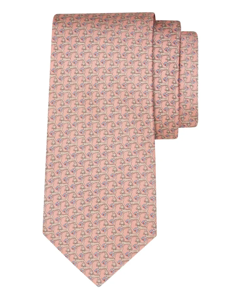 Ferragamo Seidenkrawatte mit Dackel-Print - Rosa Rosa