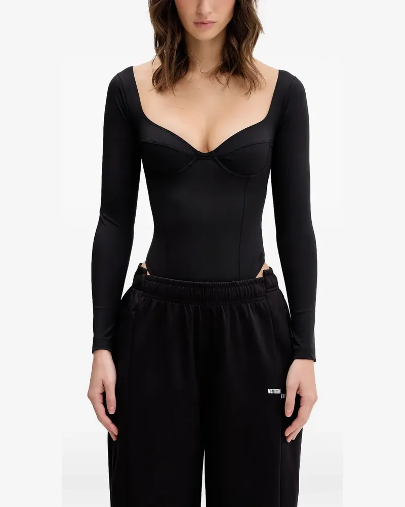VETEMENTS sweetheart-neck bodysuit - Schwarz Schwarz