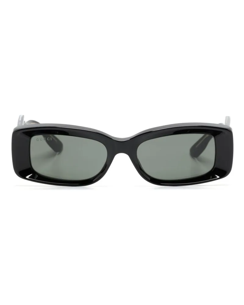 Gucci Eckige Sonnenbrille mit bedruckten Gläsern - Schwarz Schwarz