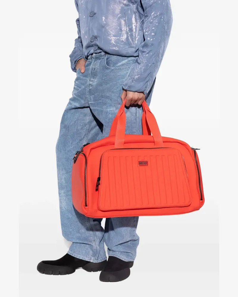 Diesel ribbed-panel logo-plaque holdalls - Orange Orange