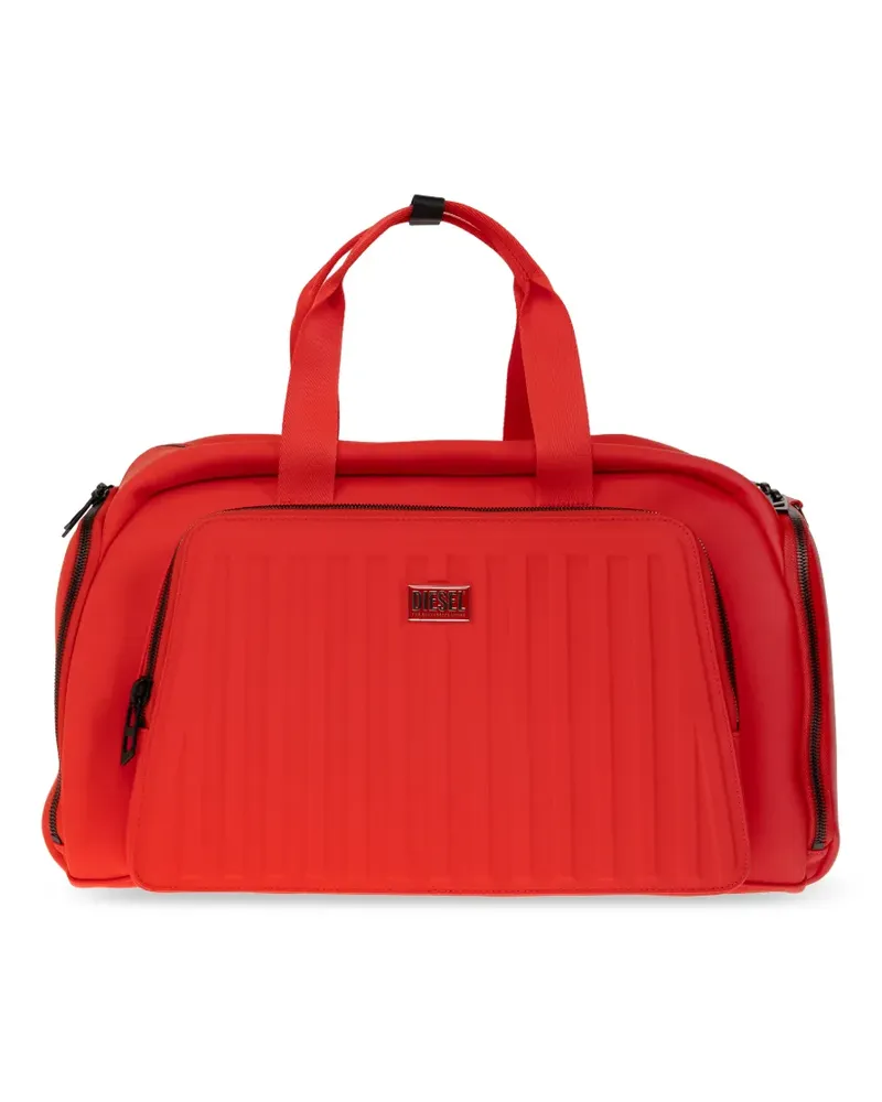 Diesel ribbed-panel logo-plaque holdalls - Orange Orange