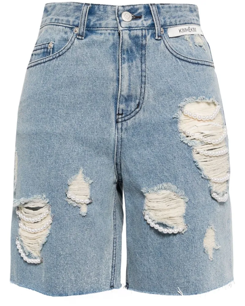 KIMHEKIM Jeans-Shorts mit Perlen Blau