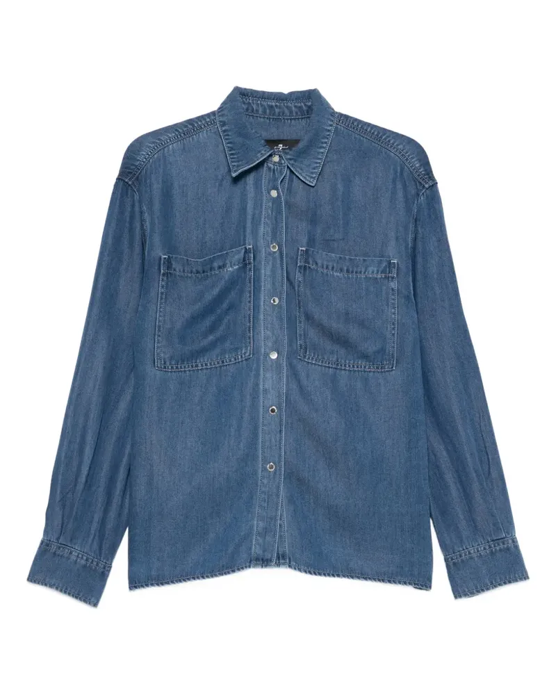 Seven7 Hemd mit aufgesetzter Tasche - Blau Blau