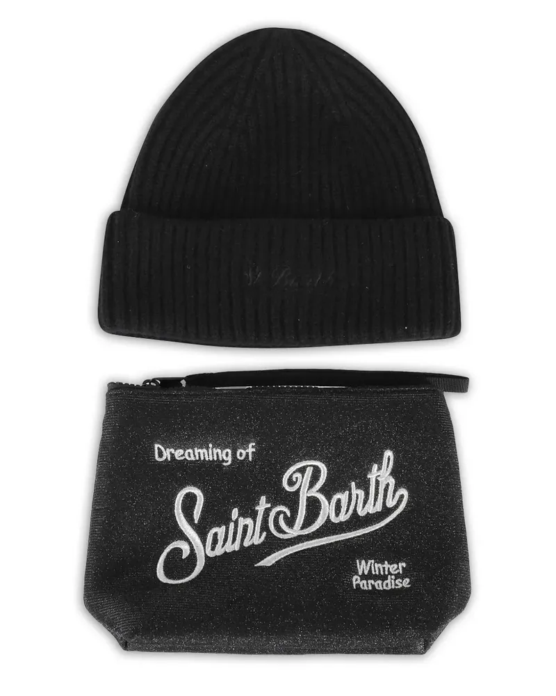 MC2 Saint Barth Christmas Box beanie hat and clutch bag set - Schwarz Schwarz