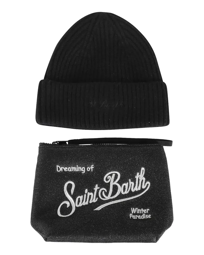 MC2 Saint Barth Christmas Box beanie hat and clutch bag set - Schwarz Schwarz