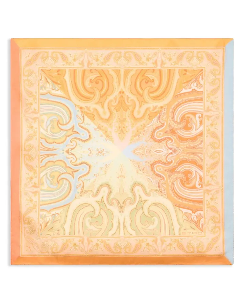 Etro Gemustertes Einstecktuch aus Seide - Orange Orange