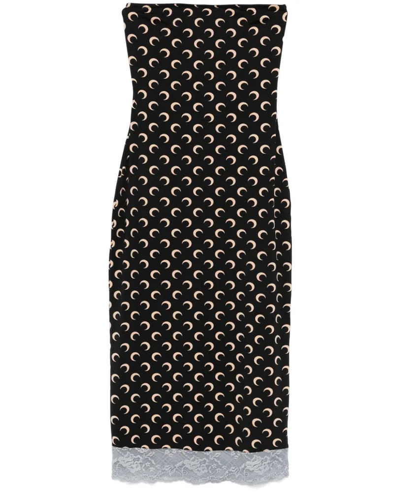 Marine Serre Crescent Moon Midikleid aus Jersey - Schwarz Schwarz