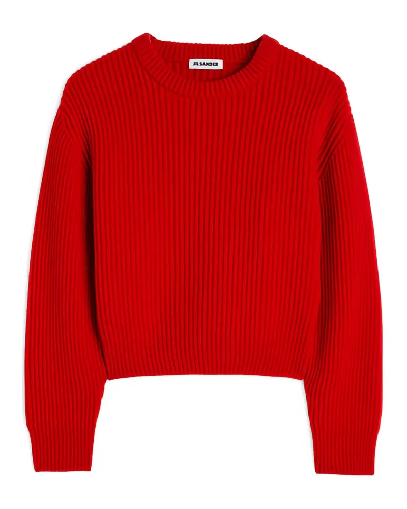 Jil Sander Gerippter Cropped-Strickpullover - Rot Rot