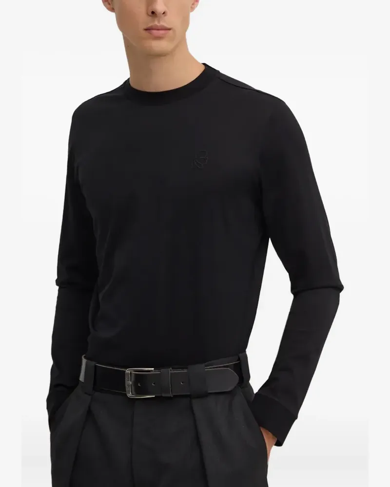 Karl Lagerfeld Langarmshirt mit Logo - Schwarz Schwarz