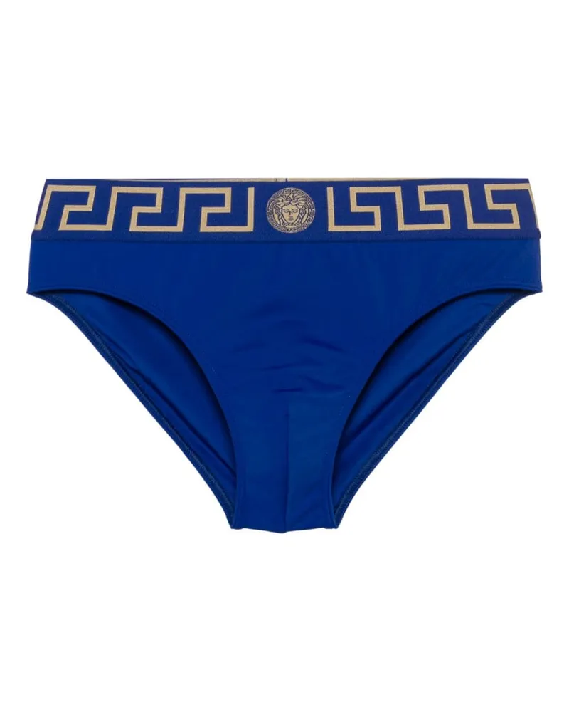 Versace Badehose mit Greca-Rand - Blau Blau