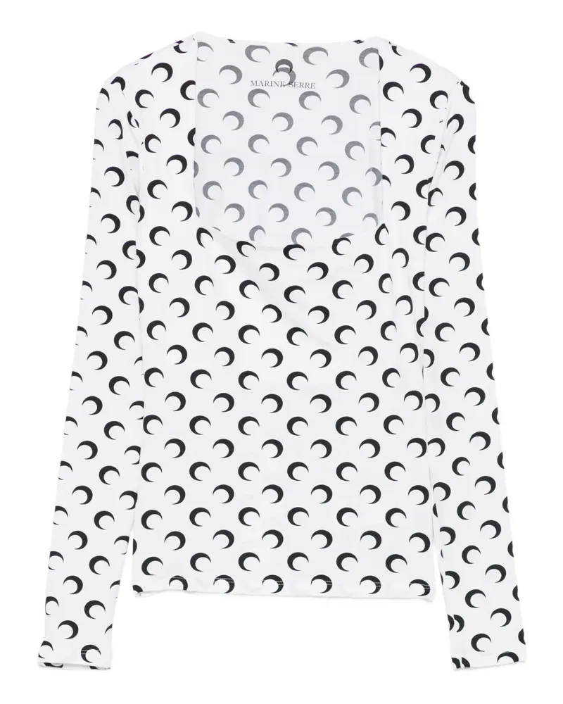 Marine Serre Moon Oberteil mit eckigem Ausschnitt - Weiß Weiß
