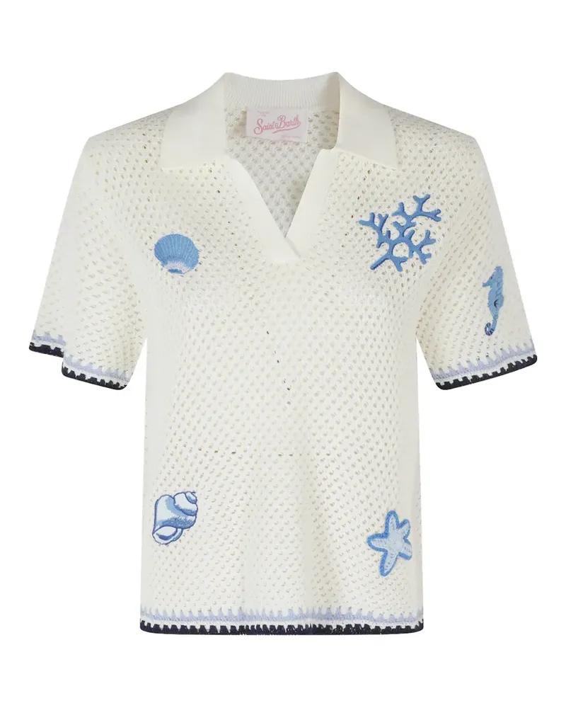 MC2 Saint Barth Pixie embroidered crochet polo shirt - Weiß Weiß