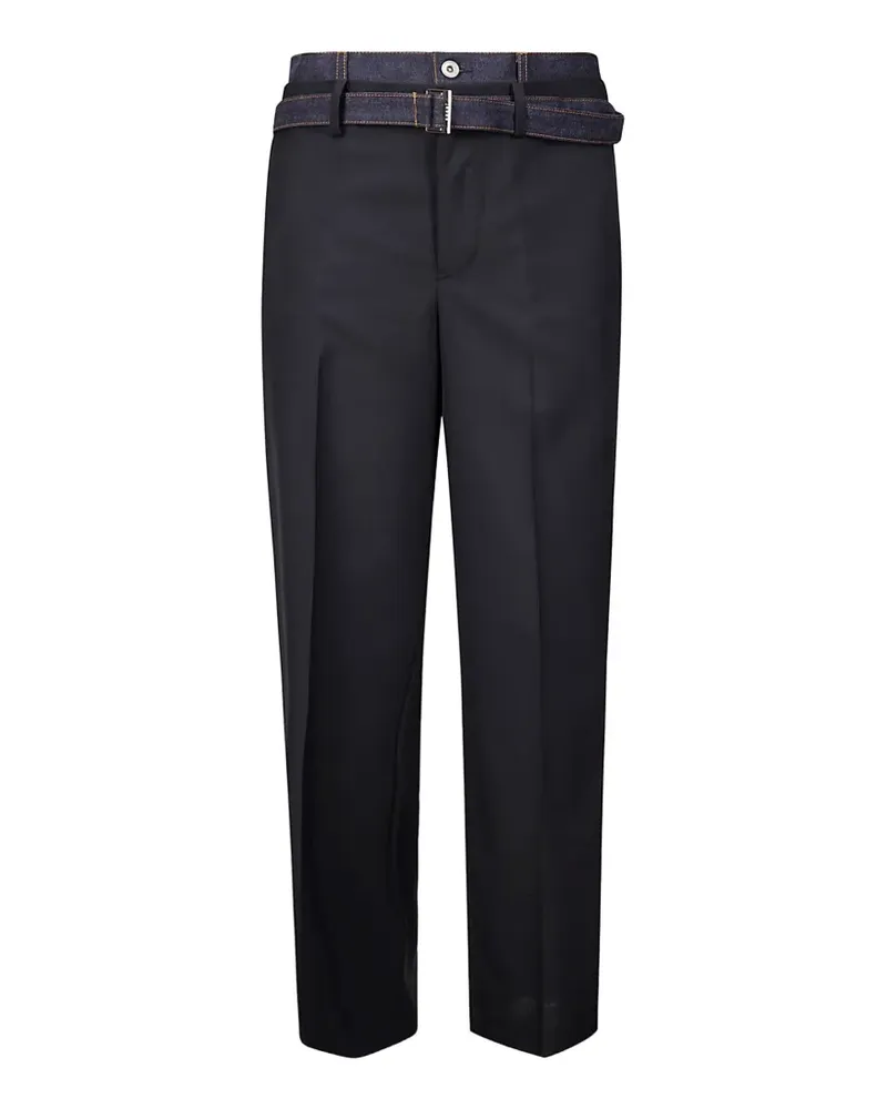 Sacai denim-trimmed tailored trousers - Schwarz Schwarz