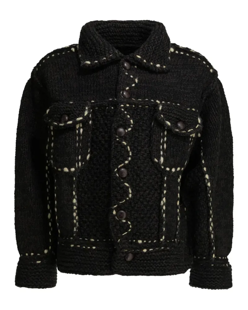 KAPITAL button trim wool cardigan - Schwarz Schwarz