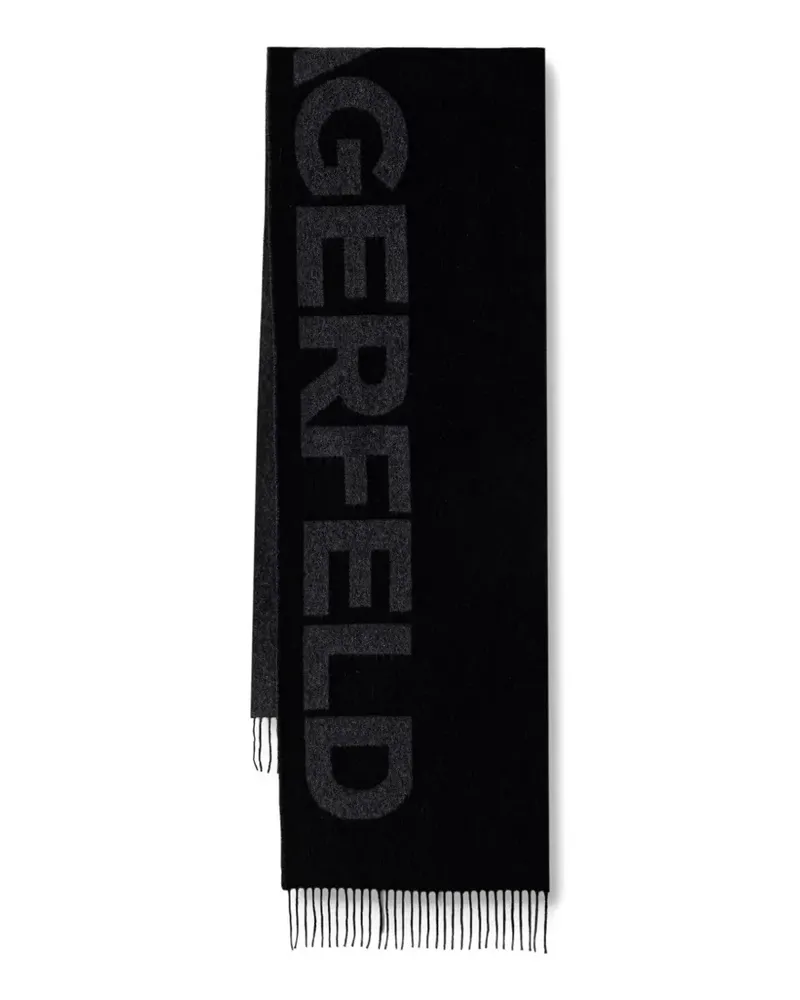 Karl Lagerfeld logo-intarsia fringed scarf - Schwarz Schwarz