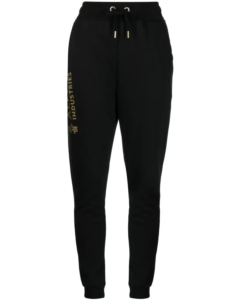 Alpha Industries Jogginghose mit Logo-Print - Schwarz Schwarz