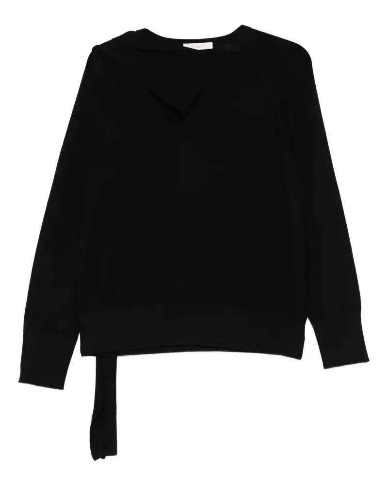 Incotex asymmetric-neckline side-slit sweater - Schwarz Schwarz