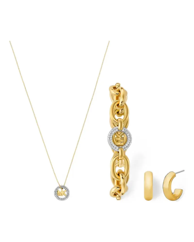 Michael Kors logo-plaque necklace (set of three) - Gold Gold