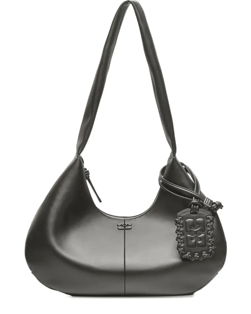 Ganni Schultertasche mit Logo-Anhänger - Schwarz Schwarz