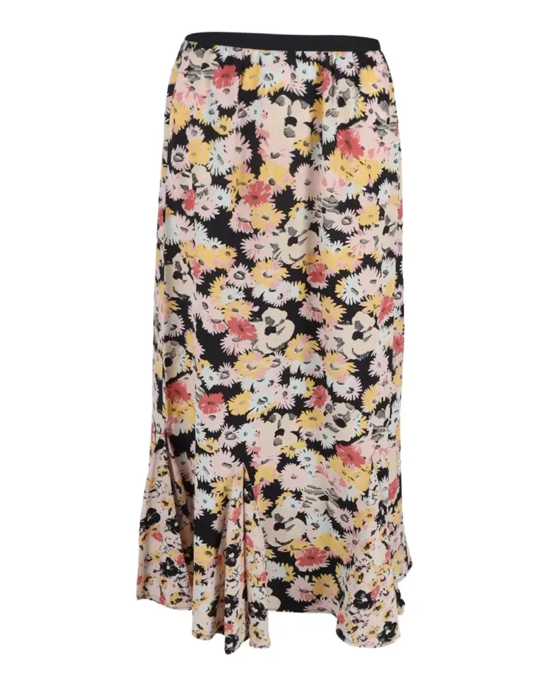 RIXO floral-print midi skirt - Schwarz Schwarz