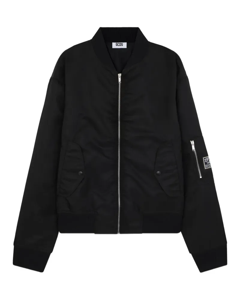 GCDS logo-patch bomber jacket - Schwarz Schwarz