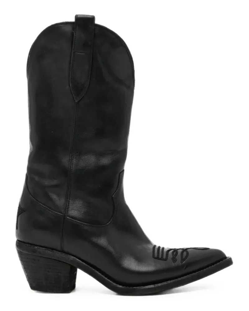 Fauzian Jeunesse embroidered leather boots - Schwarz Schwarz