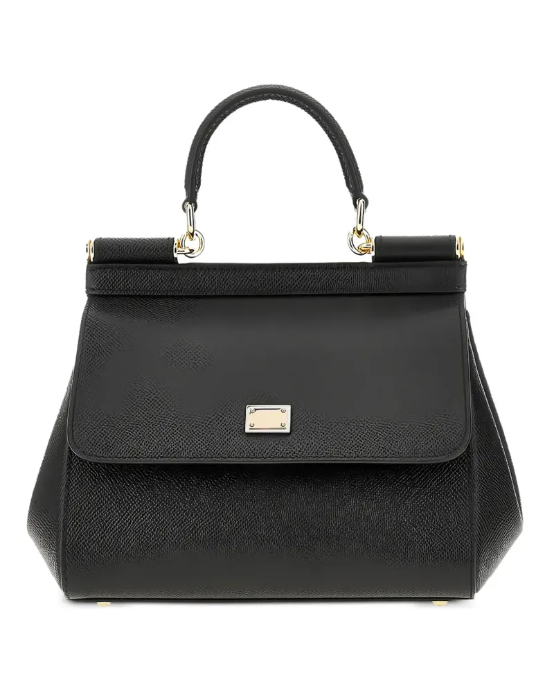 Dolce & Gabbana small Sicily grained leather tote bag - Schwarz Schwarz