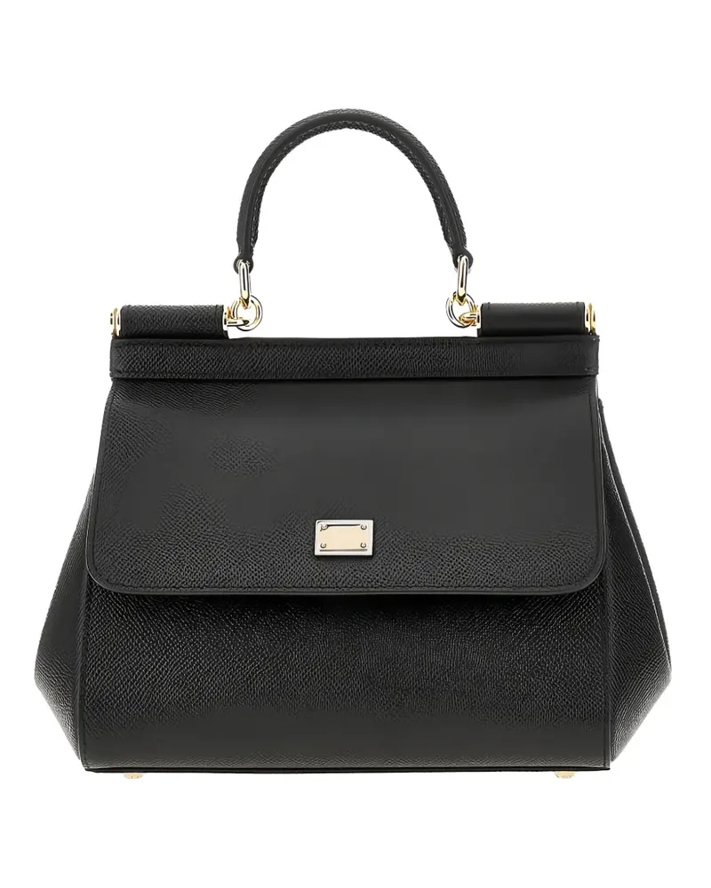 Dolce & Gabbana small Sicily grained leather tote bag - Schwarz Schwarz