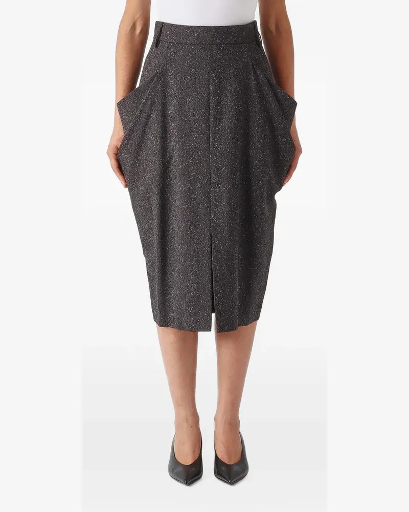 MEIMEIJ flecked-effect draped midi skirt - Grau Grau